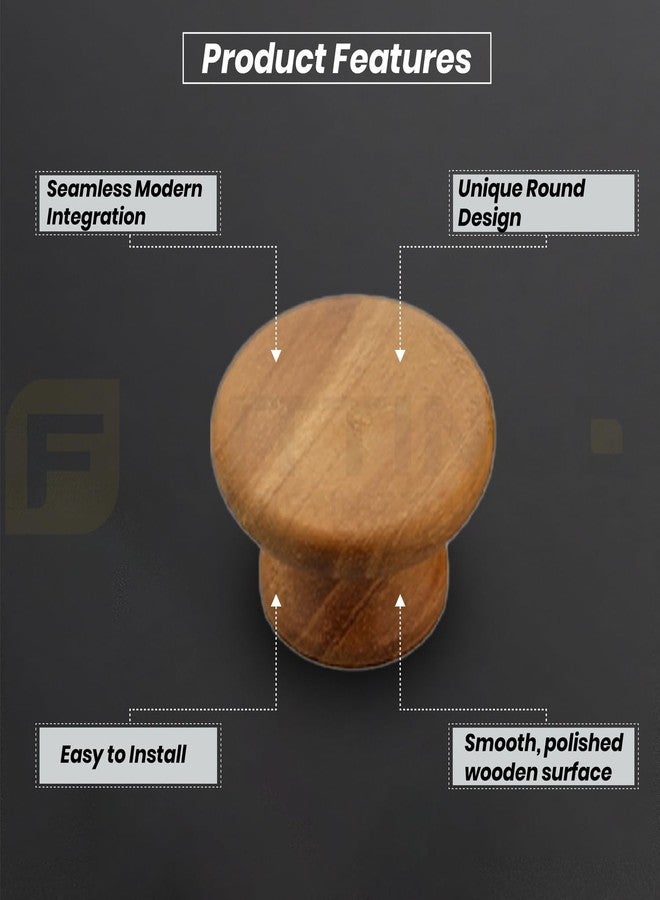 Fittingo Wooden Drawer Knobs/Door Knob/Handle for Drawer/Wardrobe Handle/Cabinet Handle/Teak Wood (1.5 Inch) Pack of 2 - Image 4